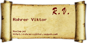 Rohrer Viktor névjegykártya